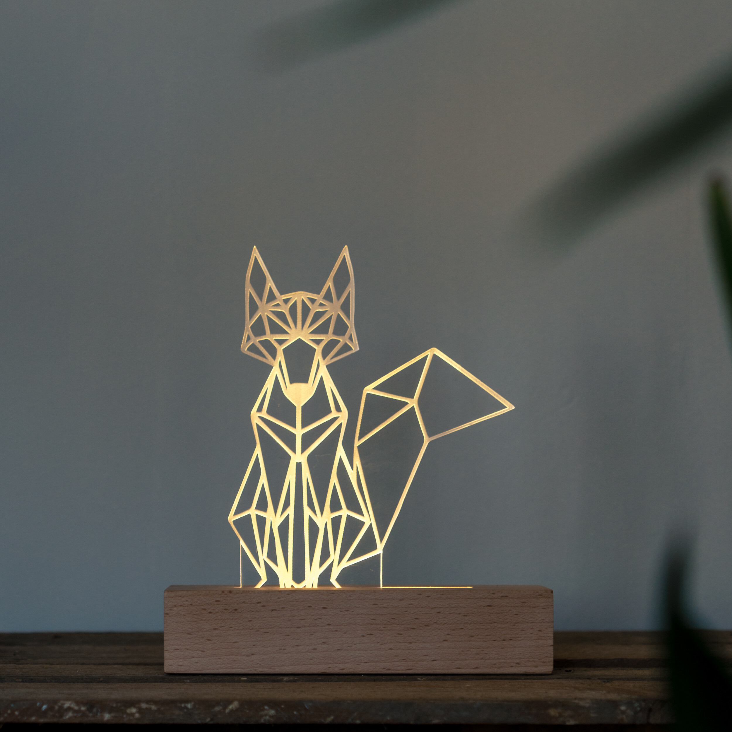 Direnlampje Vos Ledlamp Ledbase Plexi Nachtlampje