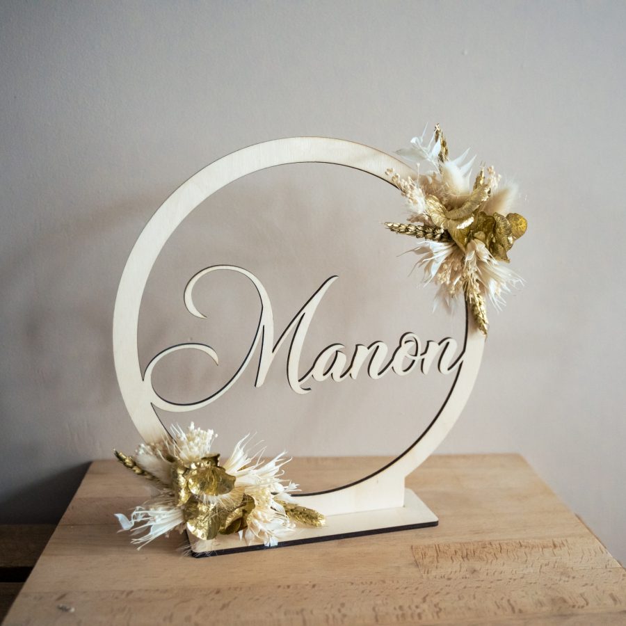 Naamcirkel rond met droogbloemen - LIGHT - Afbeelding 7