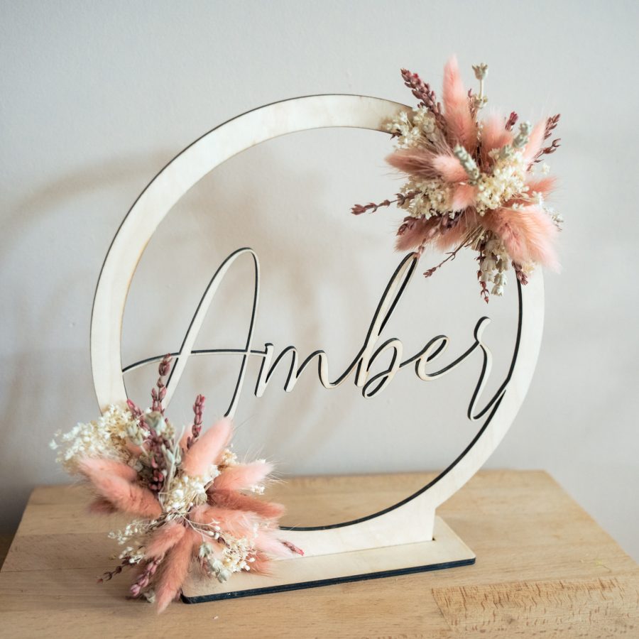 Naamcirkel rond met droogbloemen - LIGHT - Afbeelding 10