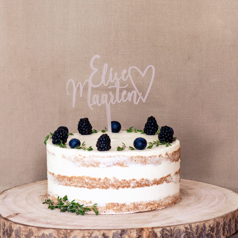 Caketopper taarttopper plexi frost halfdoorzichtig mat