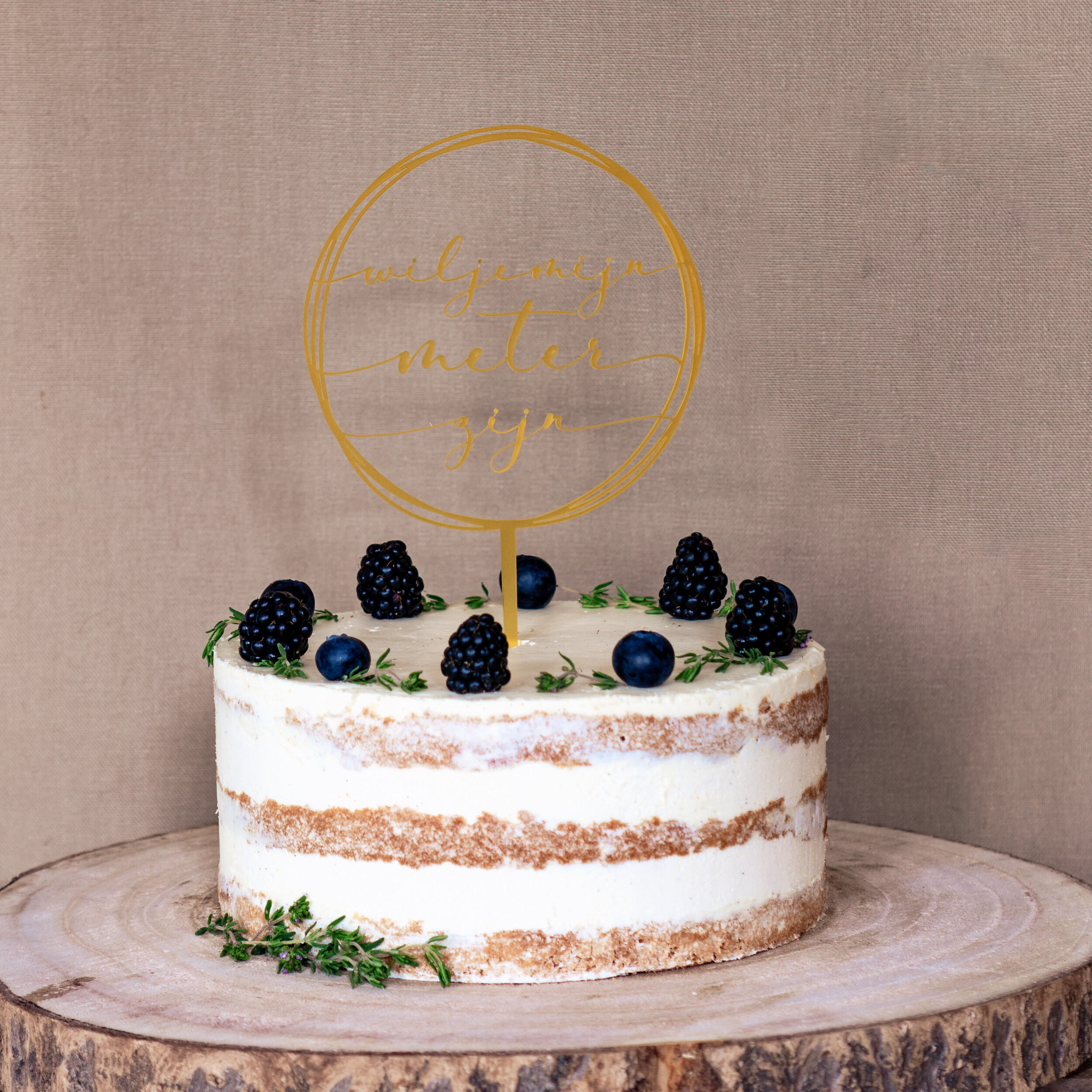 Caketopper taarttopper plexi frost geel