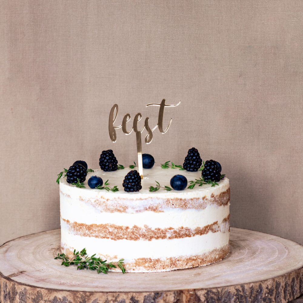 Caketopper taarttopper plexi spiegel goud