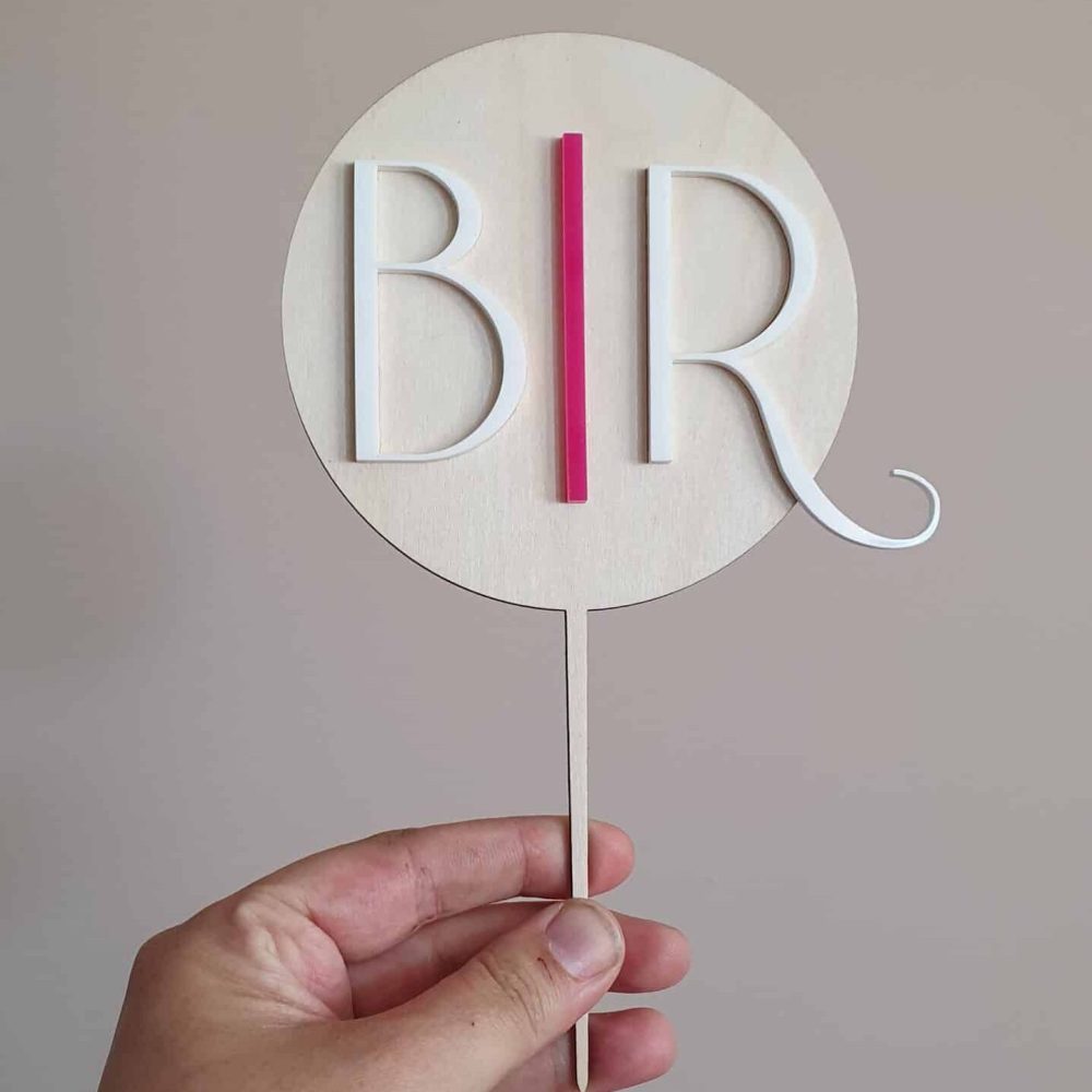 Caketopper hout plexi