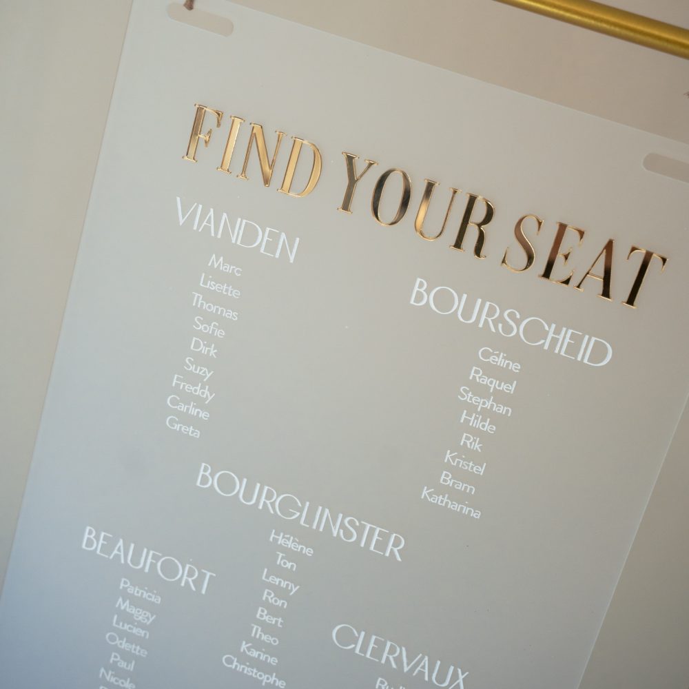 tafelschikking seating plan huwelijk trouw plexi 3D