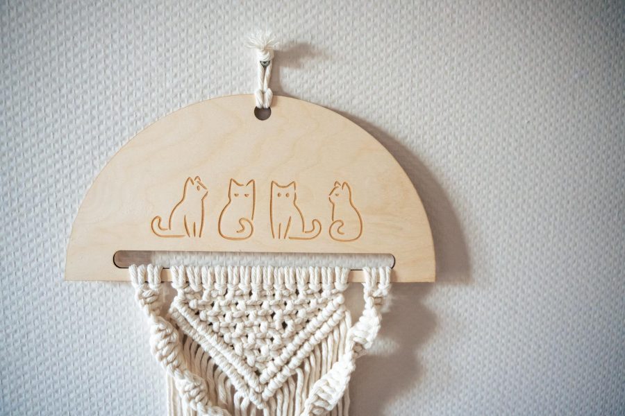 Macramé hanger hout gepersonaliseerd origineel cadeau