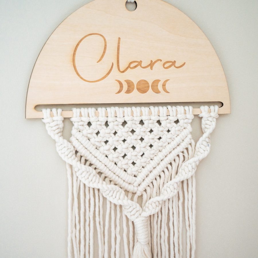 Macramé hanger hout gepersonaliseerd origineel cadeau