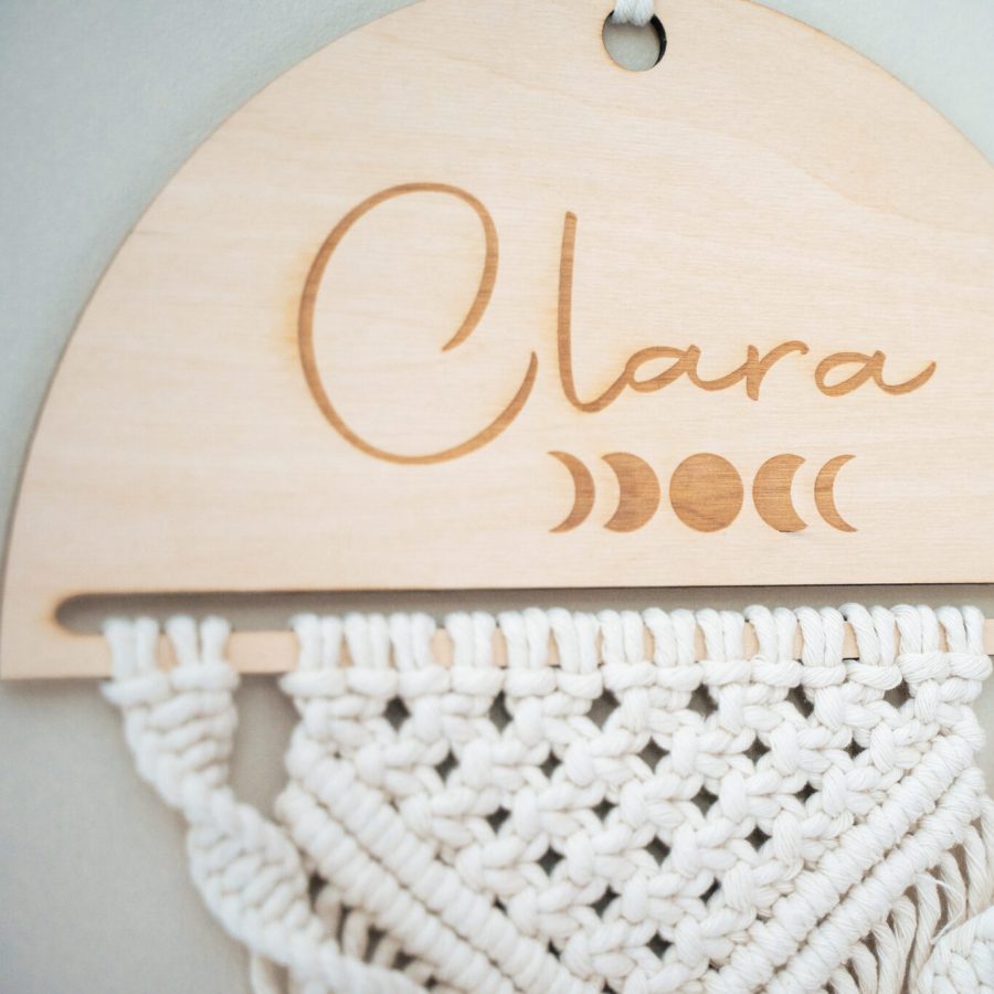 Macramé hanger hout gepersonaliseerd origineel cadeau