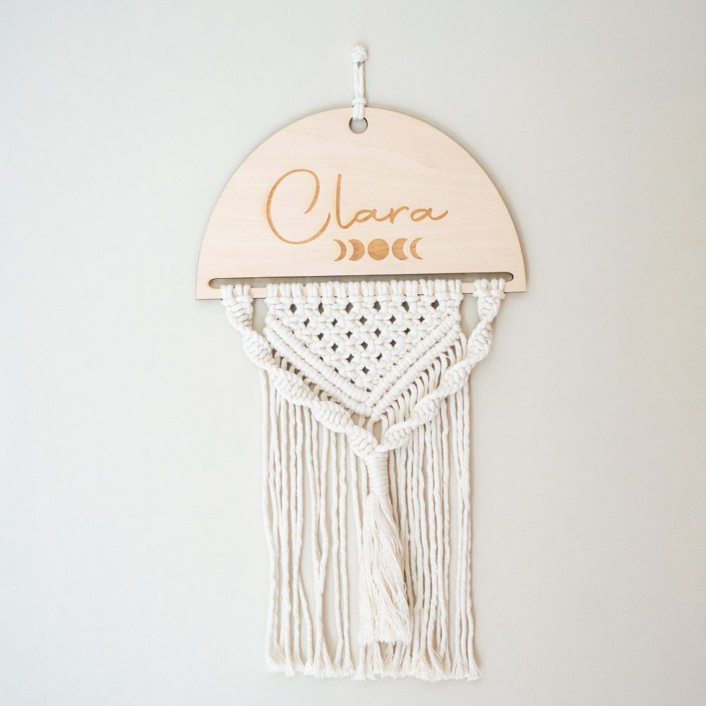 Macramé hanger hout gepersonaliseerd origineel cadeau