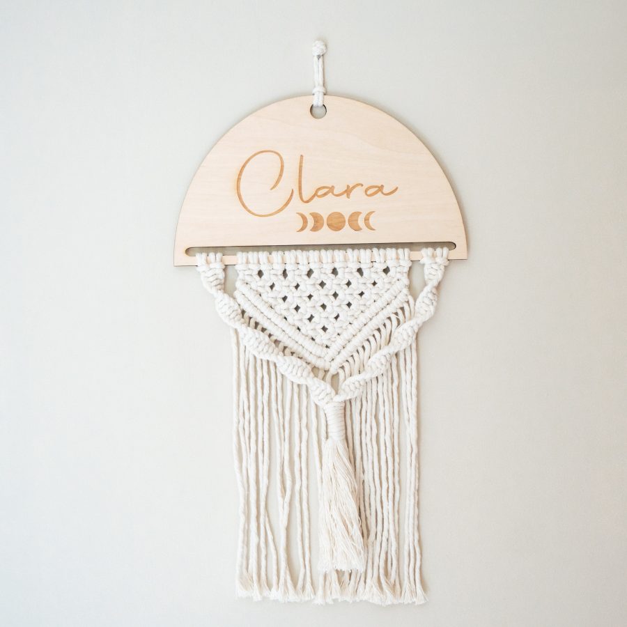 Macramé hanger hout gepersonaliseerd origineel cadeau