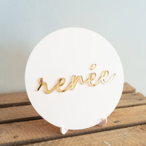 Plexi presentatiebord naam gepersonaliseerd doopsuikerpresentatie