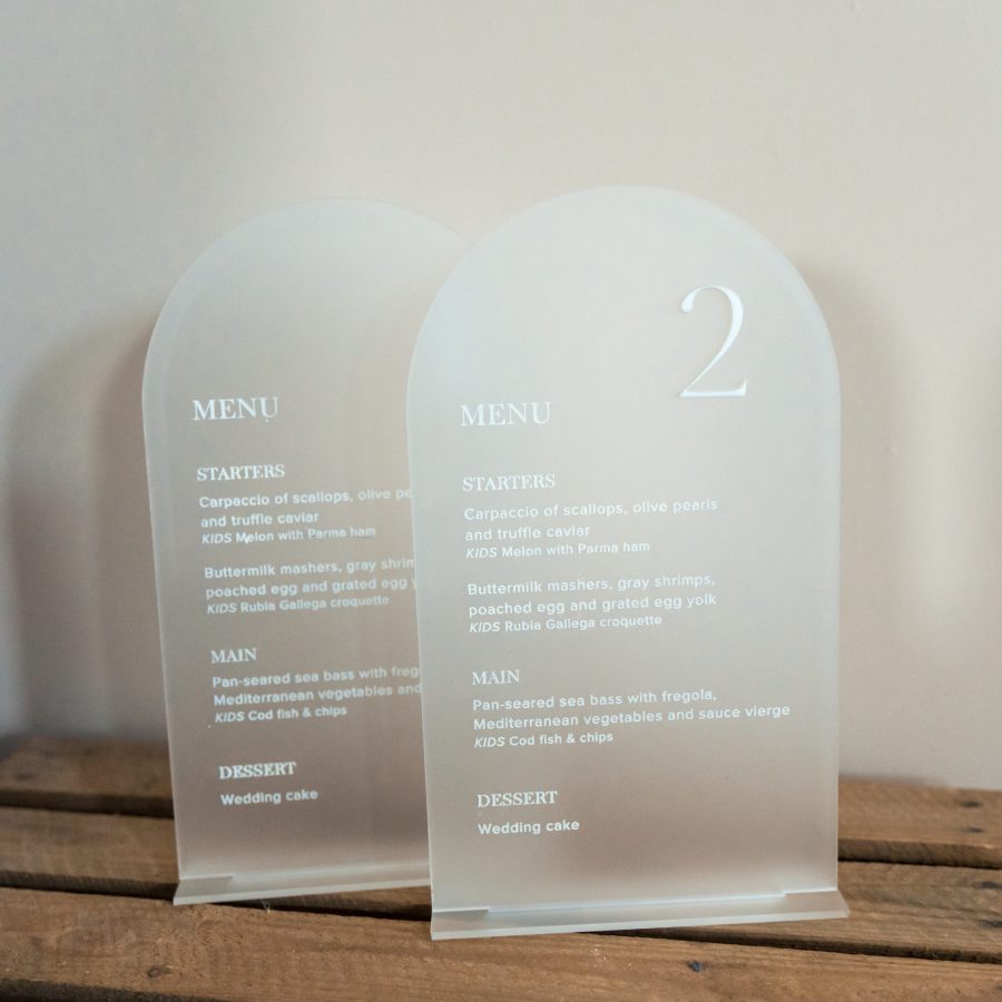 Huwelijk decoratie plexi 3D menukaart luxe trouw