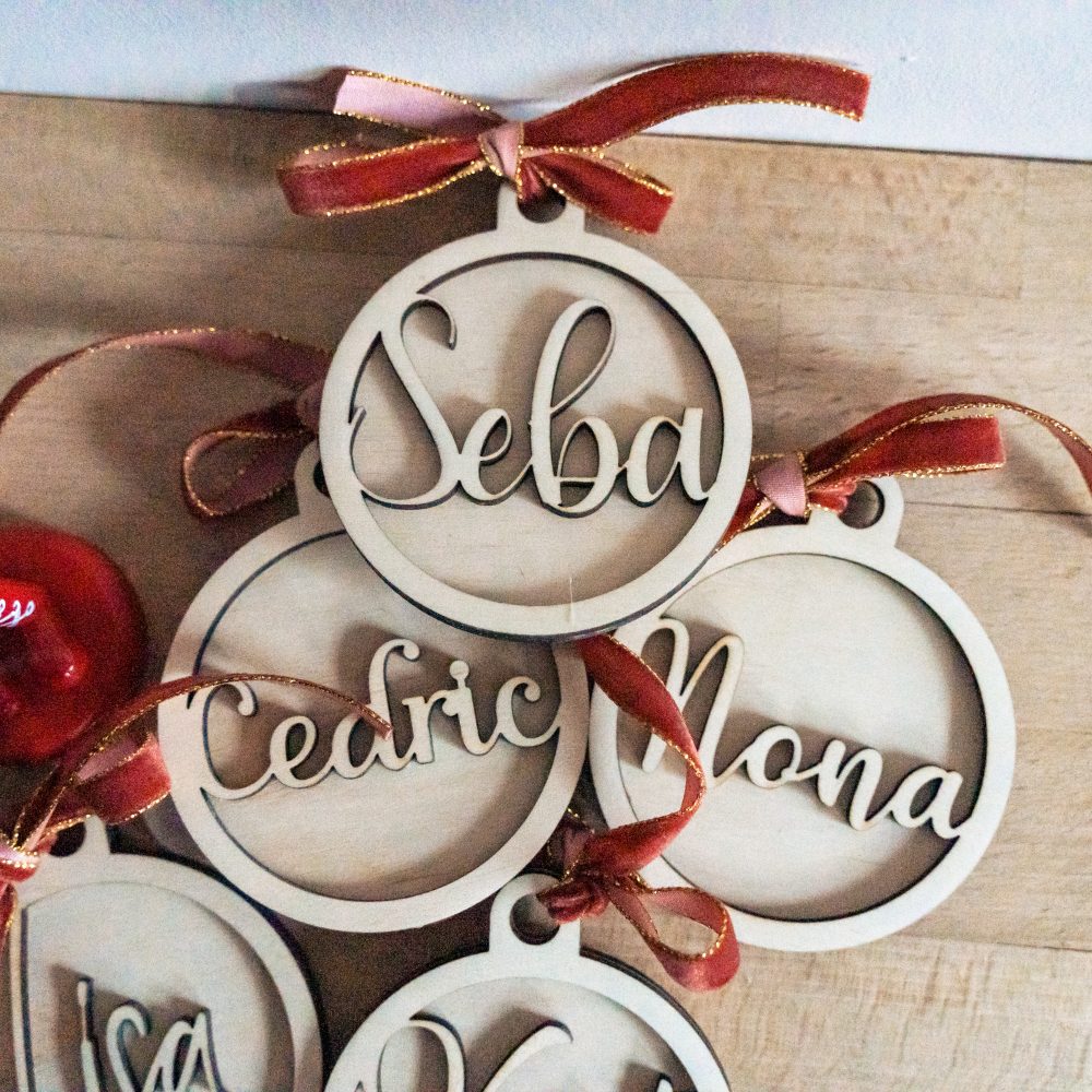 Kerstbal hout 3D - Houten kerstbal met naam