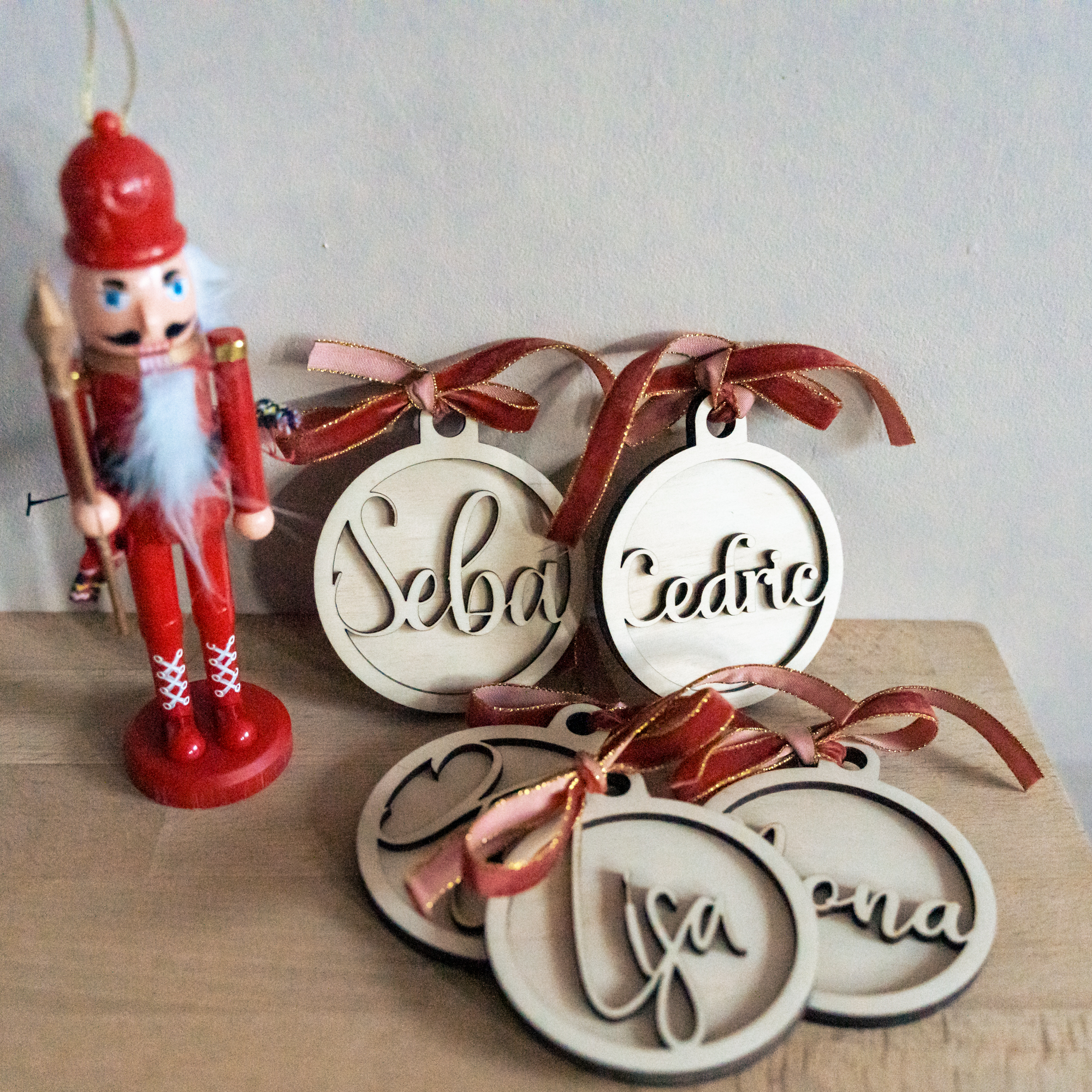 Kerstbal hout 3D - Houten kerstbal met naam