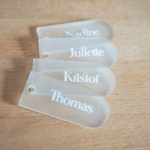 Naamkaartjes labels plexi