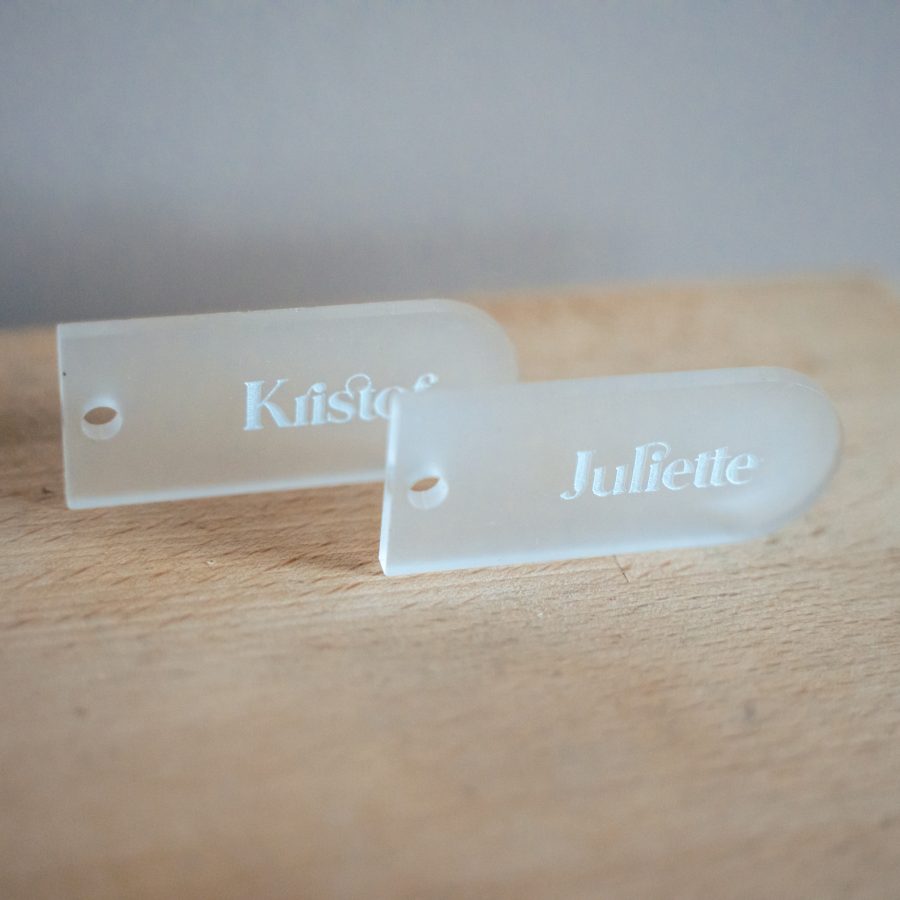 Naamkaartjes labels plexi