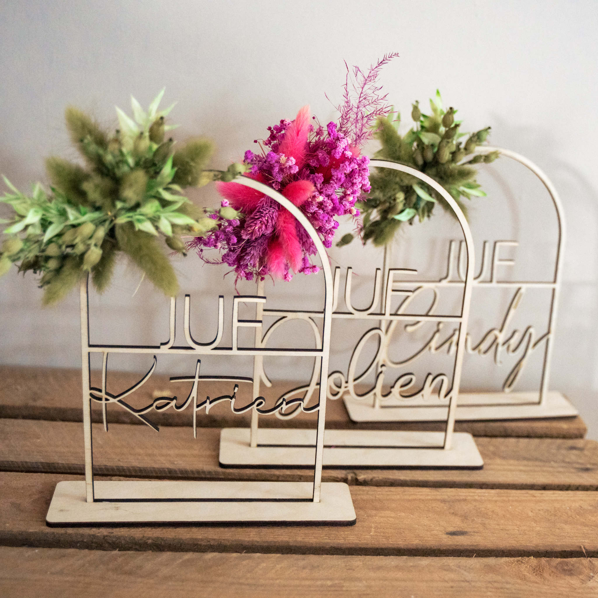 Boogje met droogbloemen cadeau einde schooljaar Juf