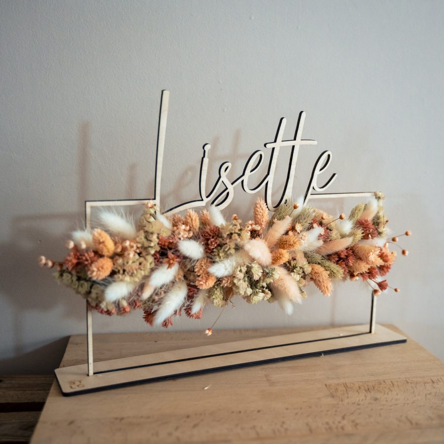 Houten naam op voetje met droogbloemen - Afbeelding 14