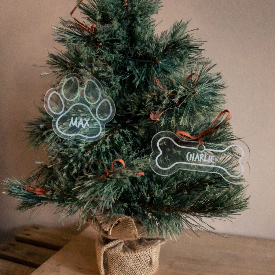 Doorzichtige kerstbal met naam - voor hond