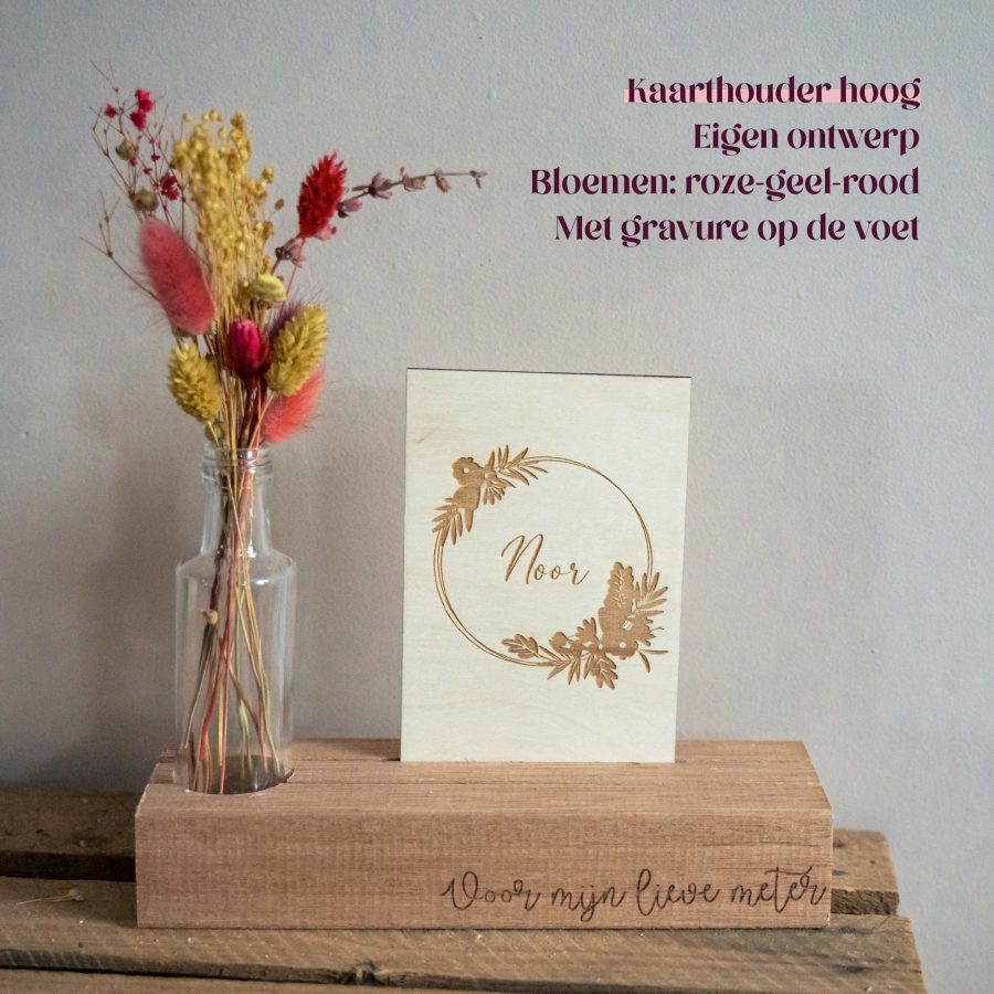 Kaarthouder hoog met droogbloemen - Afbeelding 3